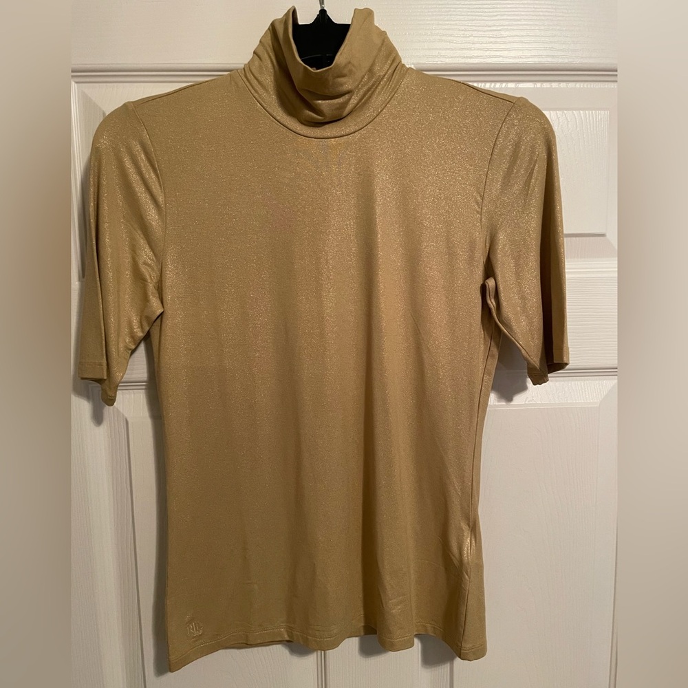 Lauren Ralph Lauren Gold Jersey Turtleneck